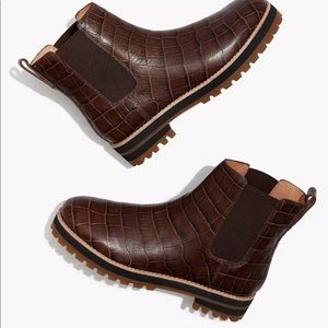 Madewell Ivy Chelsea Boot Croc Embossed Leather